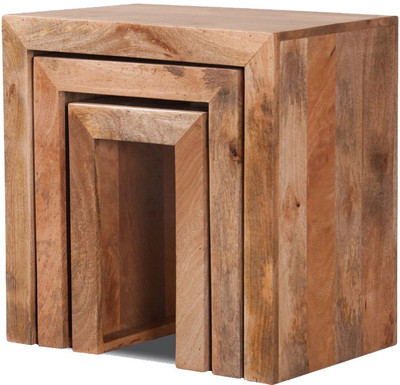 The Attic Solid Wood Nesting Table(Finish Color - Light Walnut, Set of - 3)