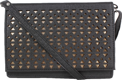 JACY LONDON Women Casual Black Leatherette, PU, Cotton Sling Bag