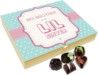 Chocholik Rakhi Gift Box - Big Brother Lil Sister Chocolate Box For Brother / Sister - 20pc Truffles(240 g)
Chocholik Rakhi Gift Box - Big Brother Lil Sister Chocolate Box For Brother / Sister - 20pc Truffles(240 g)