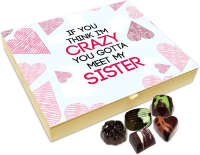Chocholik Rakhi Gift Box - My Sister Is Crazier Than Me Chocolate Box For Brother / Sister - 20pc Truffles(240 g)
Chocholik Rakhi Gift Box - My Sister Is Crazier Than Me Chocolate Box For Brother / Sister - 20pc Truffles(240 g)