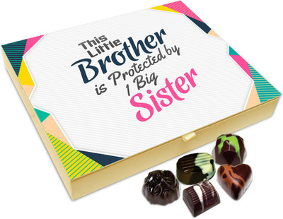 Chocholik Raksha-bandhan Gift Box - Little Bother Protected By Big Sister Chocolate Box For Brother / Sister - 20pc Truffles(240 g)
Chocholik Raksha-bandhan Gift Box - Little Bother Protected By Big Sister Chocolate Box For Brother / Sister - 20pc Truffles(240 g)