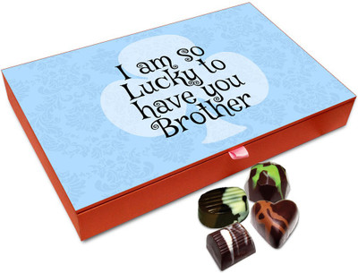 Chocholik Rakhi Gift Box - I Am So Lucky To Have You Chocolate Box For Brother / Sister - 12pc Truffles(144 g)
Chocholik Rakhi Gift Box - I Am So Lucky To Have You Chocolate Box For Brother / Sister - 12pc Truffles(144 g)