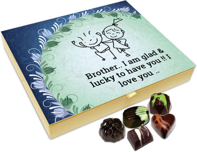Chocholik Rakshabandan Gift Box - I Am Glad And Lucky Chocolate Box For Brother / Sister - 20pc Truffles(240 g)
Chocholik Rakshabandan Gift Box - I Am Glad And Lucky Chocolate Box For Brother / Sister - 20pc Truffles(240 g)