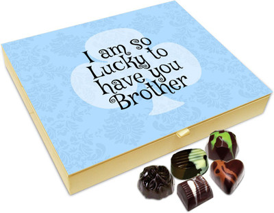 Chocholik Rakhi Gift Box - I Am So Lucky To Have You Chocolate Box For Brother / Sister - 20pc Truffles(240 g)
Chocholik Rakhi Gift Box - I Am So Lucky To Have You Chocolate Box For Brother / Sister - 20pc Truffles(240 g)