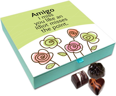 Chocholik Friendship Gift - I Miss You Amigo Chocolate Box For Friends - 9 Pc Truffles(108 g)
Chocholik Friendship Gift - I Miss You Amigo Chocolate Box For Friends - 9 Pc Truffles(108 g)