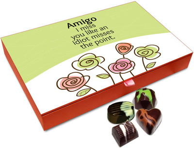 Chocholik Friendship Gift - I Miss You Amigo Chocolate Box - 12 Pc Truffles(144 g)
Chocholik Friendship Gift - I Miss You Amigo Chocolate Box - 12 Pc Truffles(144 g)
