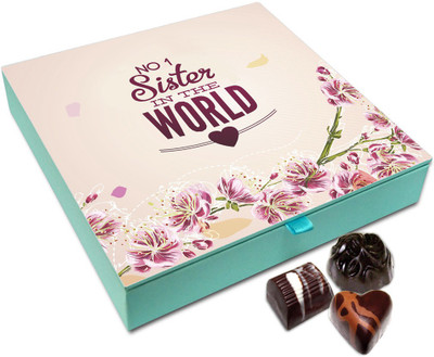 Chocholik Rakhi Gift Box - No. 1 Sis In The World Chocolate Box For Brother / Sister - 9pc Truffles(108 g)
Chocholik Rakhi Gift Box - No. 1 Sis In The World Chocolate Box For Brother / Sister - 9pc Truffles(108 g)