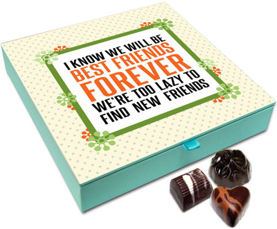 Chocholik Friendship Gift - I Know We Will Be Best Friends Forever Chocolate Box For Friends - 9 Pc Truffles(108 g)
Chocholik Friendship Gift - I Know We Will Be Best Friends Forever Chocolate Box For Friends - 9 Pc Truffles(108 g)