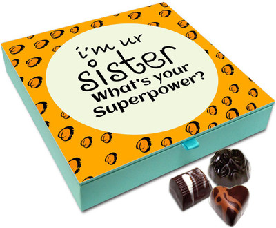 Chocholik Rakhi Gift Box - My Sis My Superpower Chocolate Box For Brother / Sister - 9pc Truffles(108 g)
Chocholik Rakhi Gift Box - My Sis My Superpower Chocolate Box For Brother / Sister - 9pc Truffles(108 g)