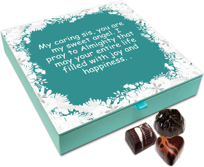 Chocholik Rakhi Gift Box - I Wish My Sis Has A Wonderful Life Chocolate Box For Brother / Sister - 9pc Truffles(108 g)
Chocholik Rakhi Gift Box - I Wish My Sis Has A Wonderful Life Chocolate Box For Brother / Sister - 9pc Truffles(108 g)