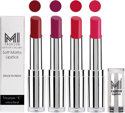 MI Fashion Hot and Bold Soft Creamy Matte Lipstick Combo – Perfect Gift for Her in 4 Vivid Colours(Dry Red,Purple,Red,Pink, 14 g)
MI Fashion Hot and Bold Soft Creamy Matte Lipstick Combo – Perfect Gift for Her in 4 Vivid Colours(Dry Red,Purple,Red,Pink, 14 g)