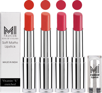 MI Fashion Hot and Bold Soft Creamy Matte Lipstick Combo – Perfect Gift for Her in 4 Vivid Colours(Orange,Coral,Magenta,Mauve, 14 g)
MI Fashion Hot and Bold Soft Creamy Matte Lipstick Combo – Perfect Gift for Her in 4 Vivid Colours(Orange,Coral,Magenta,Mauve, 14 g)