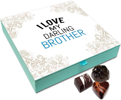 Chocholik Rakhi Gift Box - I Love MY Darling Brother Chocolate Box For Brother / Sister - 9pc Truffles(108 g)
Chocholik Rakhi Gift Box - I Love MY Darling Brother Chocolate Box For Brother / Sister - 9pc Truffles(108 g)