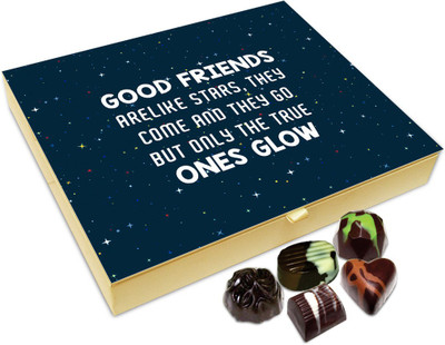 Chocholik Friendship Gift Box - True Friends Glow Like Stars Chocolate Box For Friends - 20pc Truffles(240 g)
Chocholik Friendship Gift Box - True Friends Glow Like Stars Chocolate Box For Friends - 20pc Truffles(240 g)