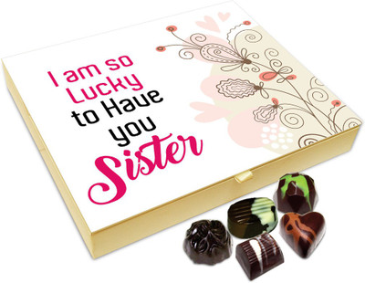 Chocholik Rakhi Gift - I Am Very Lucky To Have An Awesome Sister Like You Chocolate Box For Brother / Sister - 20pc Truffles(240 g)