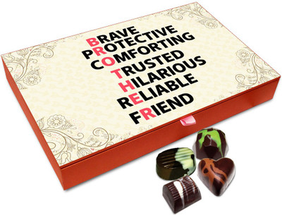 Chocholik Rakhi Gift Box - To My Brave Brother Chocolate Box For Brother / Sister - 12pc Truffles(144 g)
Chocholik Rakhi Gift Box - To My Brave Brother Chocolate Box For Brother / Sister - 12pc Truffles(144 g)