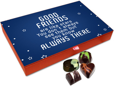 Chocholik Friendship Gift Box - Good Friends Will Be There In Difficult Times Chocolate Box For Friends - 12pc Truffles(144 g)
Chocholik Friendship Gift Box - Good Friends Will Be There In Difficult Times Chocolate Box For Friends - 12pc Truffles(144 g)