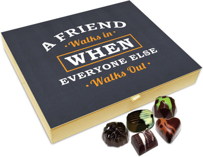 Chocholik Friendship Gift Box - A Friend Walks In When Everyone Else Walks Out Chocolate Box For Friends - 20pc Truffles(240 g)
Chocholik Friendship Gift Box - A Friend Walks In When Everyone Else Walks Out Chocolate Box For Friends - 20pc Truffles(240 g)