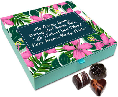 Chocholik Rakshabandan Gift Box - Love You Crazy Sister Chocolate Box For Brother / Sister - 9pc Truffles(108 g)
Chocholik Rakshabandan Gift Box - Love You Crazy Sister Chocolate Box For Brother / Sister - 9pc Truffles(108 g)