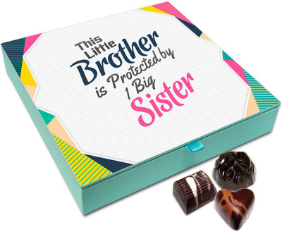 Chocholik Raksha-bandhan Gift Box - Little Bother Protected By Big Sister Chocolate Box For Brother / Sister - 9pc Truffles(108 g)
Chocholik Raksha-bandhan Gift Box - Little Bother Protected By Big Sister Chocolate Box For Brother / Sister - 9pc Truffles(108 g)