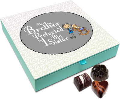 Chocholik Rakhi Gift Box - Brother Protected By Sister Chocolate Box For Brother / Sister - 9pc Truffles(108 g)
Chocholik Rakhi Gift Box - Brother Protected By Sister Chocolate Box For Brother / Sister - 9pc Truffles(108 g)