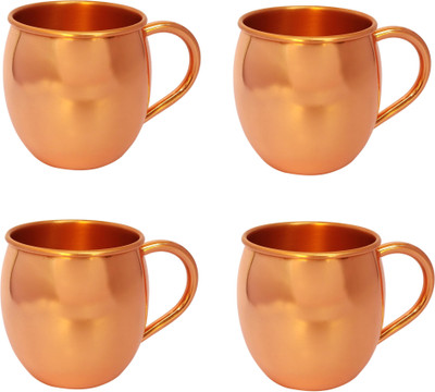 vaishya impex pvt. ltd. Moscow Mule Copper Mug(500 ml, Pack of 4), Orange