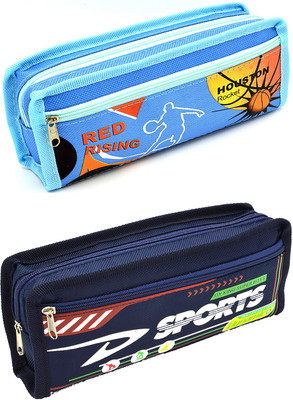 Hrinkar Cartoon Printed Art Plastic Pencil Boxes(Set of 2, Blue)