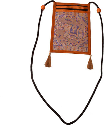 AHC Girls Casual Tan Brocade Sling Bag