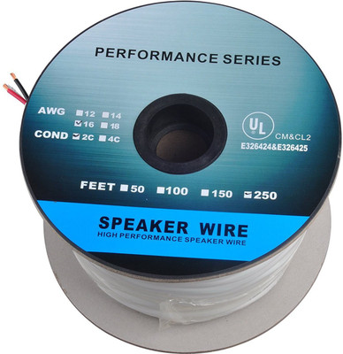 C&E TV-out Cable 250 Feet 16AWG CL2 Rated 2-Conductor Loud Speaker Cable (For In-Wall Installation)(White, For Home Theater)
C&E TV-out Cable 250 Feet 16AWG CL2 Rated 2-Conductor Loud Speaker Cable (For In-Wall Installation)(White, For Home Theater)