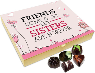 Chocholik Rakhi Gift Box - People Come And Go But Sisters Are Forever Chocolate Box For Brother / Sister - 20pc Truffles(240 g)
Chocholik Rakhi Gift Box - People Come And Go But Sisters Are Forever Chocolate Box For Brother / Sister - 20pc Truffles(240 g)