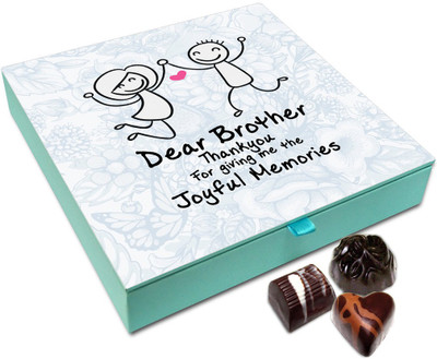 Chocholik Rakhi Gift - Hey Brother Thank You For Joyful Memories Chocolate Box For Brother / Sister - 9pc Truffles(108 g)
Chocholik Rakhi Gift - Hey Brother Thank You For Joyful Memories Chocolate Box For Brother / Sister - 9pc Truffles(108 g)