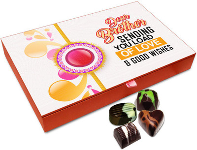Chocholik Rakhi Gift Box - Loads Of Love To My Brother Chocolate Box For Brother / Sister - 12pc Truffles(144 g)
Chocholik Rakhi Gift Box - Loads Of Love To My Brother Chocolate Box For Brother / Sister - 12pc Truffles(144 g)