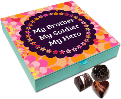 Chocholik Rakhi Gift Box - My Brother My Soldier And My Hero Chocolate Box For Brother / Sister - 9pc Truffles(108 g)
Chocholik Rakhi Gift Box - My Brother My Soldier And My Hero Chocolate Box For Brother / Sister - 9pc Truffles(108 g)