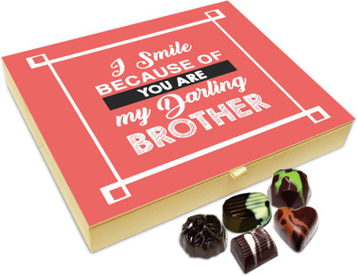 Chocholik Rakhi Gift - I Smile A Lot Because Of My Brother Chocolate Box For Brother / Sister - 20pc Truffles(240 g)
Chocholik Rakhi Gift - I Smile A Lot Because Of My Brother Chocolate Box For Brother / Sister - 20pc Truffles(240 g)