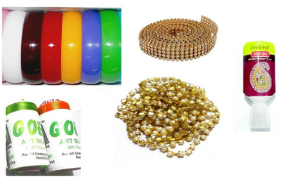 GOELX Bangle Making Basic Learning Kit - Includes Bangles (Size 2.6), SilkThread, Pearl Chain, Stone Lace & Fabric Glue !!
GOELX Bangle Making Basic Learning Kit - Includes Bangles (Size 2.6), SilkThread, Pearl Chain, Stone Lace & Fabric Glue !!