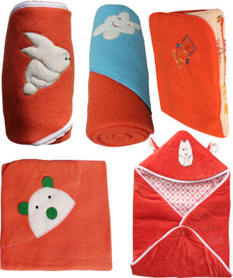 My NewBorn Cartoon Hooded Baby Blanket(Polyester, Orange