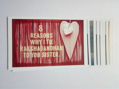 stawnch STAWNCH 8 REASONS WHY I TIE RAKSHABANDAN TO YOU SISTER Greeting Card(Multicolor, Pack of 8)
stawnch STAWNCH 8 REASONS WHY I TIE RAKSHABANDAN TO YOU SISTER Greeting Card(Multicolor, Pack of 8)