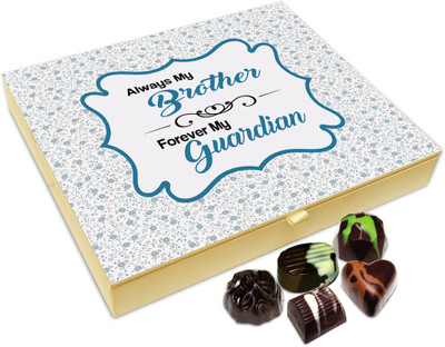 Chocholik Rakhi Gift Box - My Brother Will Always Remain My Guardian Chocolate Box For Brother / Sister - 20pc Truffles(240 g)
Chocholik Rakhi Gift Box - My Brother Will Always Remain My Guardian Chocolate Box For Brother / Sister - 20pc Truffles(240 g)