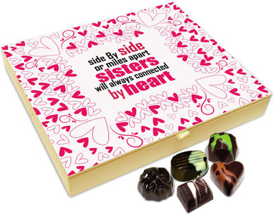 Chocholik Rakhi Gift Box - Sisters Are Always Connected By Heart Chocolate Box For Brother / Sister - 20pc Truffles(240 g)
Chocholik Rakhi Gift Box - Sisters Are Always Connected By Heart Chocolate Box For Brother / Sister - 20pc Truffles(240 g)