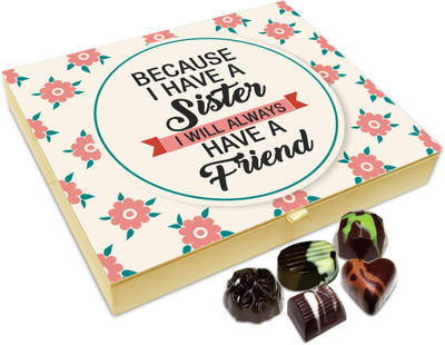 Chocholik Rakhi Gift Box - My Sister Is My friend And She Knows It Chocolate Box For Brother / Sister - 20pc Truffles(240 g)
Chocholik Rakhi Gift Box - My Sister Is My friend And She Knows It Chocolate Box For Brother / Sister - 20pc Truffles(240 g)