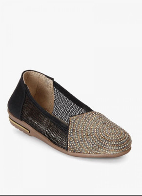 Glitzy Galz Girls Slip-on Flats(Gold, Black