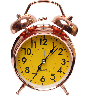 RELEVANT Analog Twin Bell Alarm With LED Back Light Gold Clock