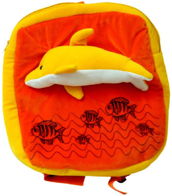 PRACHI TOYS Dolphin Fish Kids School Bag-Orange - 14 inch(Multicolor)