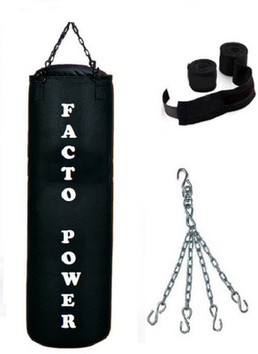 FACTO POWER 2.5 Feet Long, CANVAS Material, BLACK Color, Unfilled with Chain & 9 Feet Long Black Color Hand Wraps Pair Hanging Bag(2.5, 30 kg)
FACTO POWER 2.5 Feet Long, CANVAS Material, BLACK Color, Unfilled with Chain & 9 Feet Long Black Color Hand Wraps Pair Hanging Bag(2.5, 30 kg)