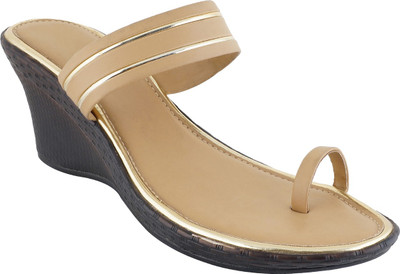 Indirang Women Beige Wedges
