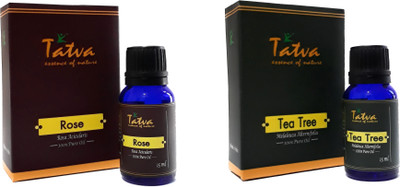 Tatva 100% Pure Essential Oil- COMBO (Rose 15ml & Tea Tree 15ml)(30 ml)