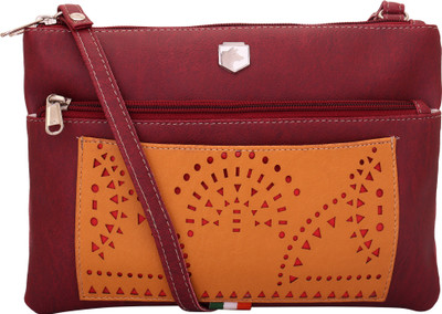 Wocket Girls Casual Maroon Leatherette Sling Bag