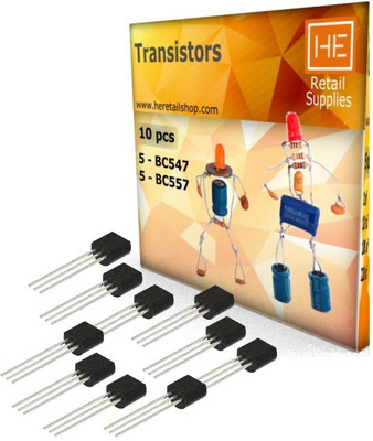 HE Retail 5pcs PNP, NPN BC 547, 557 Transistor Electronic Components Electronic Hobby Kit
HE Retail 5pcs PNP, NPN BC 547, 557 Transistor Electronic Components Electronic Hobby Kit