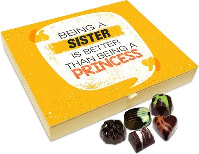 Chocholik Rakhi Gift - Being A Sister Is Better Than Being A Princess Chocolate Box For Brother / Sister - 20pc Truffles(240 g)
Chocholik Rakhi Gift - Being A Sister Is Better Than Being A Princess Chocolate Box For Brother / Sister - 20pc Truffles(240 g)