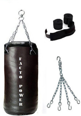 Facto Power 2.0 Feet Long, SRF - STANDARD Material, BLACK Color, Unfilled with Chain & 9 Feet Long Black Color Hand Wraps Pair Boxing Kit
Facto Power 2.0 Feet Long, SRF - STANDARD Material, BLACK Color, Unfilled with Chain & 9 Feet Long Black Color Hand Wraps Pair Boxing Kit